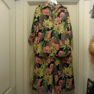 WHITE LOTUS STYLED COCONUT GIRL PINAPPLES NWT OLD STOCK SILK TOP & PANTS…
